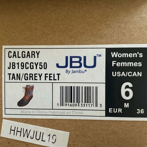 JBU by Jambu Women's Calgary Water Resistant Mid Duck Boots Tan Gray Size 6 NWT - Picture 4 of 5